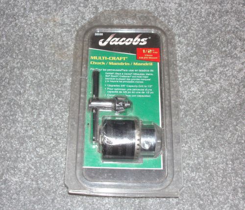 Jacobs 1/2&#034; Drill Chuck #30598 with Key 3/8-24 Mount DeWalt Craftsman New