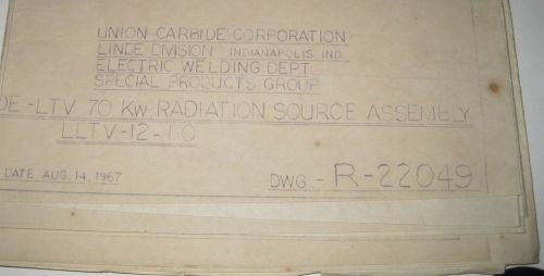 1967 Union Carbide blueprints Indianapolis Electrical Welding Radiation Source