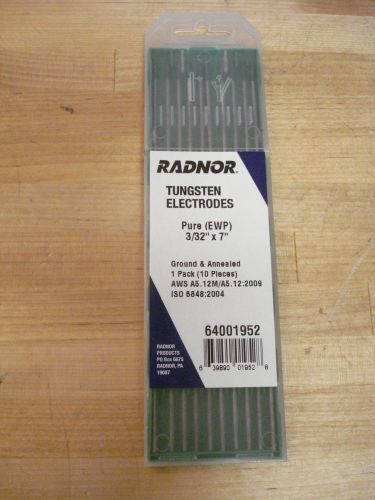 Radnor 3/32&#034; x 7&#034;  Pure (EWP)Tungsten Electrodes (QTY: 10)  #64001952  | (C3)