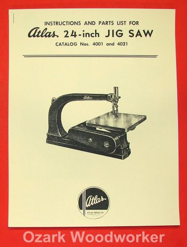 Atlas 24-inch Jig Saw Instruction and Parts Manual 0038