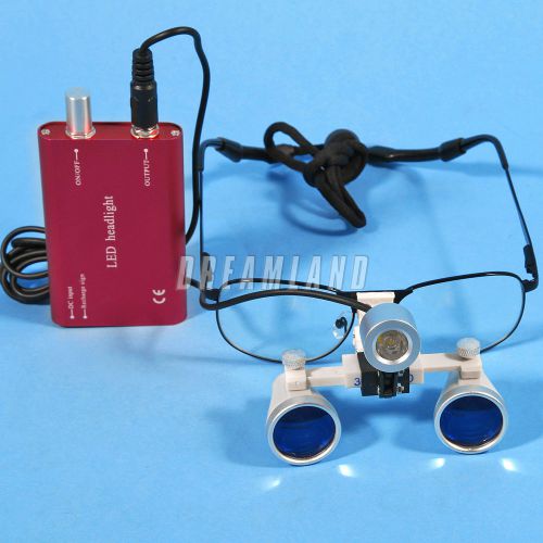 New 3.5 X Dental Surgical Loupes Glasses Medical Magnifier + LED HeadLight Red