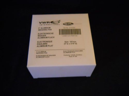Box of (100) VWR  Aluminum Weighing Pans, 197mm, 5&#034; by 3/16&#034;, 12175-001