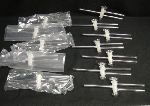 Lot of 12 high vacuum 3-way stopcock hollow glass plug for sale