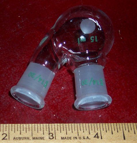 Chemglass glass pyrex round bottom 2 neck flask vessel 15 ml 14/20 cg-1520-41 for sale