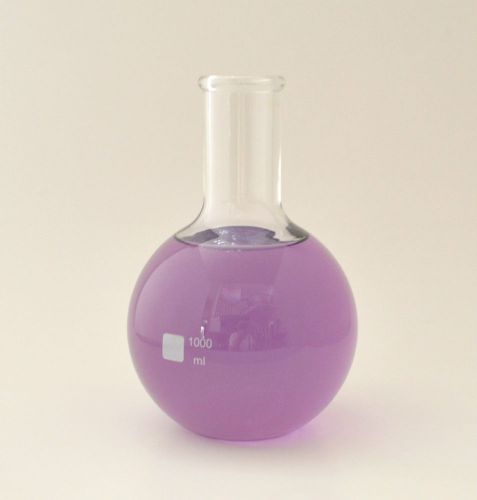 3 flat bottom long neck boiling flasks 1000ml borosilicate glass lab new for sale