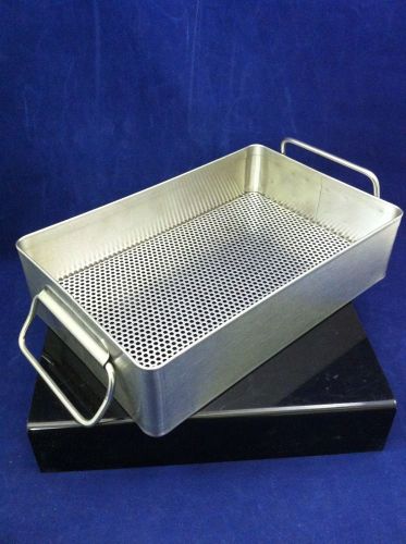 New 10&#034; x 6.5&#034; x 2.5&#034; stainless steel instrument tray handles perforated bottom for sale