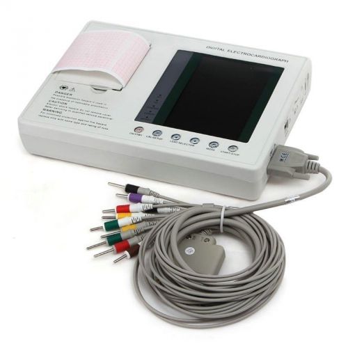 7-Inch Color LCD Digital 3-channel 12-lead Electrocardiograph EKG ECG Machine OO