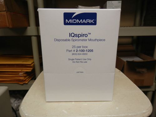 IQSPIRO DISPOSABLE SPIROMETER MOUTHPIECE MIDMARK 2-100-1205 BOX OF 25- NEW