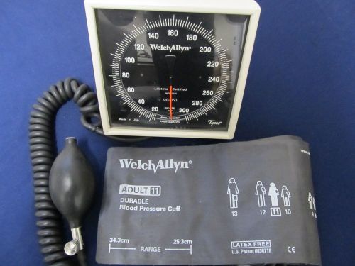 Welch Allyn Wall Gauge Blood Pressure Aneroid w/ Adult Size 11 Cuff