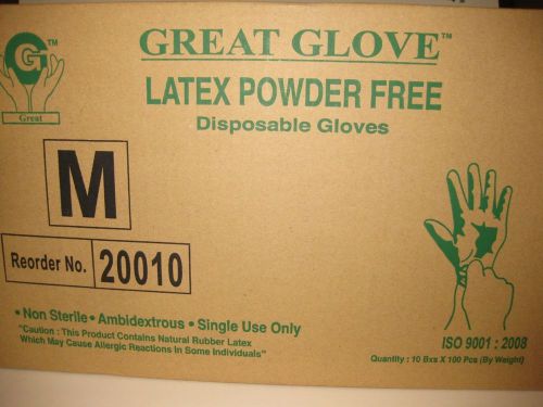 Great glove latex pwd-free gloves sz medium (10/100) for sale