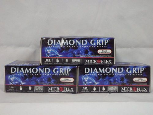 Microflex MF300S Powder Free Diamond Grip Latex Gloves 100 per Box (Pack of 3)
