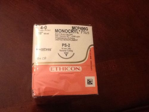 ETHICON #MCP496G MONOCRYL 4-0 18&#034; box of 12 Exp 7/2015