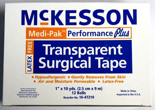 5 BOX McKESSON TRANSPARENT SURGICAL TAPE 1&#034; x 10  60RLS