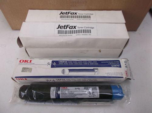 NEW LOT of 5 Black Toner Cartridges 1-OKI #52106701 &amp; 4-JetFax FACTORY SEALED