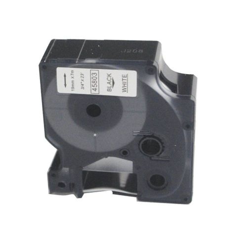 2 pcs Black on white label tape compatible for Dymo D1 45803 18mmx7m (3/4&#034;x23&#039;)