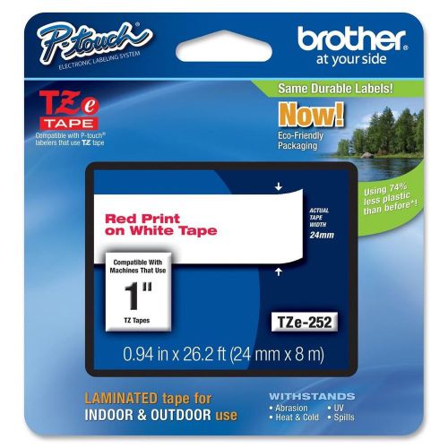 Brother tz252 tz-252 tze252 p-touch label tape ptouch 24mm red/wht pt-2730 for sale