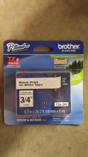 Brother TZE241 Black Print On White Tape 0.7&#034; x 26.2 Feet For P-Touch   4C