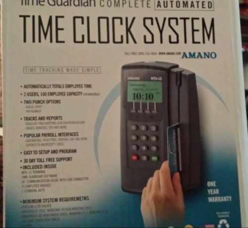 AMANO Amano Time Guardian Time Clock System MTX-15/A300 Clock System NEW