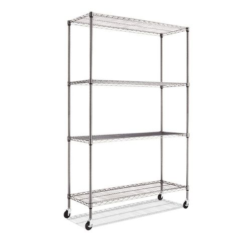 Alera Complete Wire Shelving Unit with Caster, Black Anthracite Brand New!