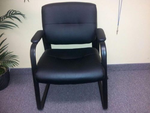 Heavy Duty Black Soft Leather Reception Office Side Chair - Waiting Room Chair