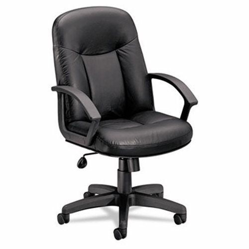 Basyx VL601 Leather Mid-Back Swivel/Tilt Chair, Metal, Blk (BSXVL601ST11)