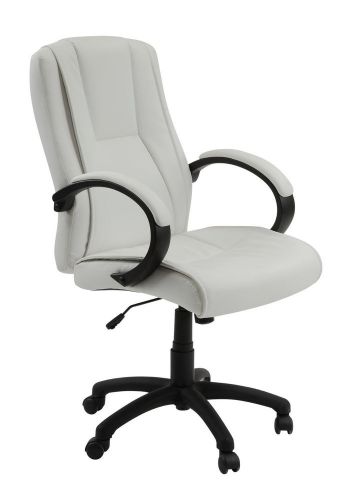 High-Back Leather Executive Office Chair White Ergonomic for Computer Desk