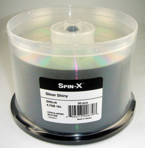 200 spin-x 16x dvd+r silver shiny thermal printable blank recordable dvd media for sale