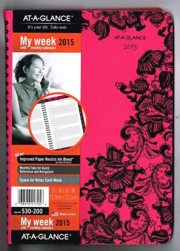 AT-A-GLANCE Weekly And Monthly Planner 2015, Madonna Lace, Wirebound, 5.5 x 8.5