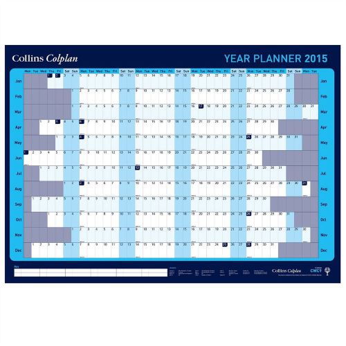 2015 Year Wall Planner -BLUE- Large Size Laminated