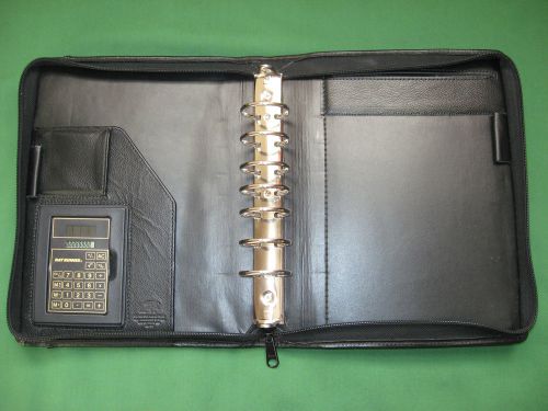 CLASSIC ~1.5&#034;~ LEATHER Day Runner Planner SOLAR CALCULATOR Binder Franklin Covey