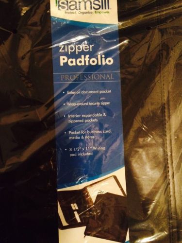 Samsill Zip Around Professional Padfolio, Black Leather