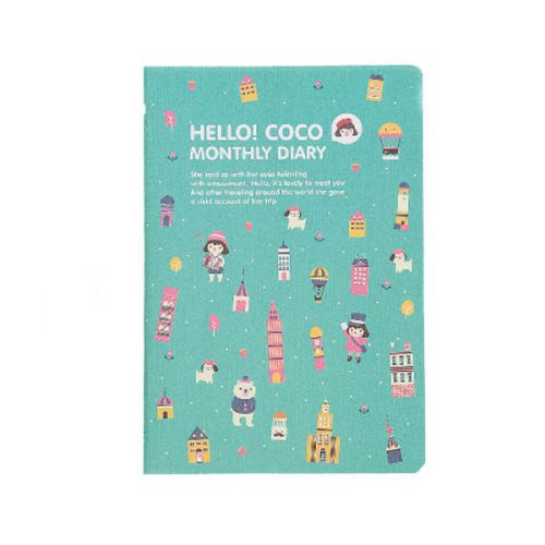 2015 hello coco monthly diary with cover - mint / yearly planner / scheduler for sale