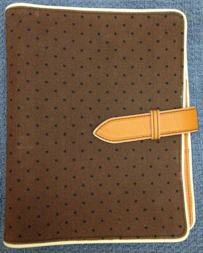 FRANKLIN COVEY PLANNER BINDER 7 RING CHOCOLATE WITH DOTS CANVAS