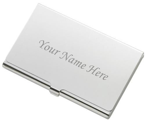Business Card Case Holder Silver Tone Gift Custom Personalized