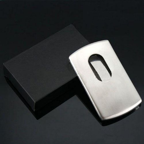 Stainless Steel Thumb Slide Out Fashion Pocket Business Credit Card Holder Case
