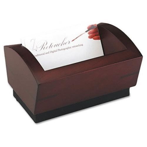 Rolodex mahogany business card holder - 3.1&#034; x 4.8&#034; x 2.3&#034; - wood - 1 (19386) for sale
