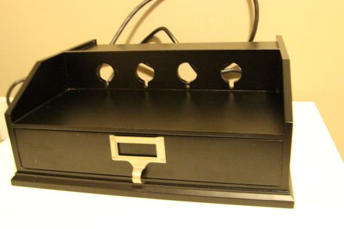 Pottery Barn Black desk top organizer with built in Power strip