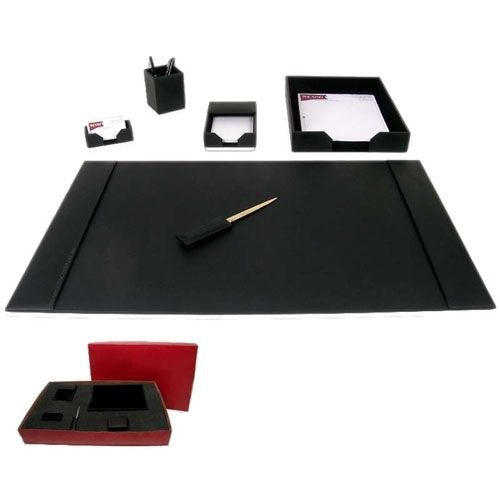 Dacasso Econo-Line Black Leather 6-Piece Desk Pad Kit - DACD1401 - 6 / Kit