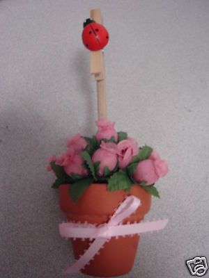 Topiary Noteclip Note Clip Holder Rose Pink Roses