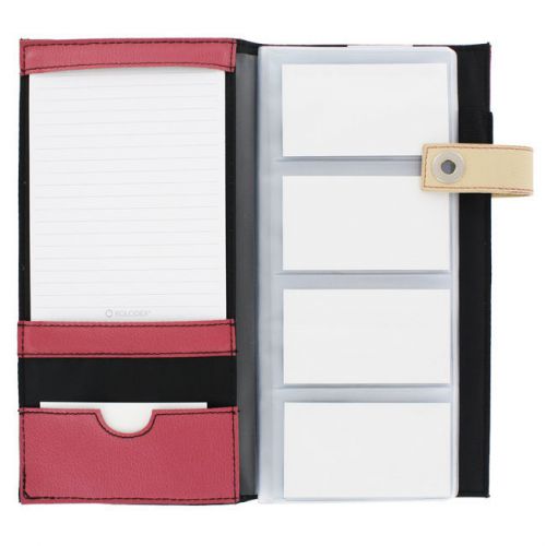 Rolodex Snap Buckle Pink and Tan Business Card Holder