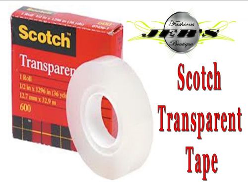 1 Roll1&#034; 3M -SCOTCH® TRANSPARENT FILM TAPE 600 CLEAR 1 in x 72 yd, 1 Roll