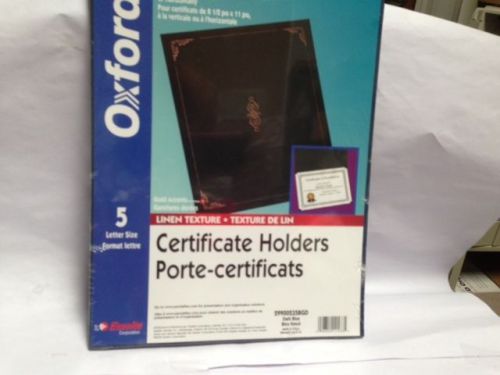 Oxford dark blue certificate holders, linen texture, new, pkg of 5 for sale