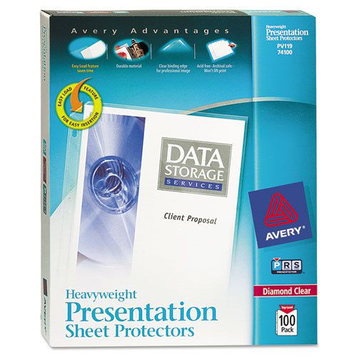 Top-load poly sheet protectors, hvy gauge, letter, diamond clear, 100/box for sale