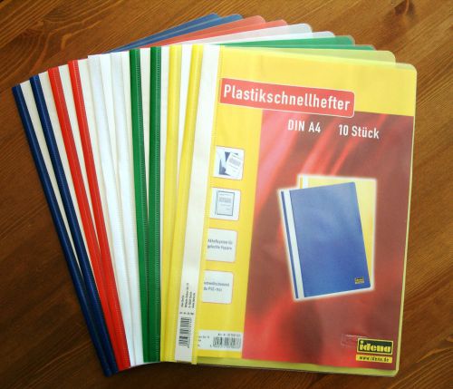10 piece plastic quick report covers for binder 10 pack 5 colours school a4 new for sale