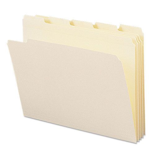 File Folders, 1/5 Cut, Reinforced Top Tab, Letter, Manila, 100/Box
