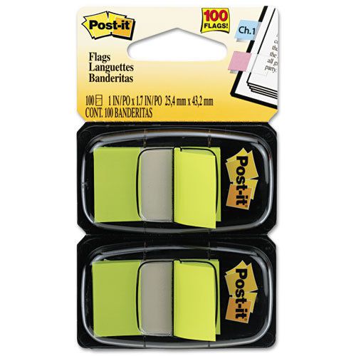 Post-it Flags Standard Tape Flags in Dispenser Bright GN, 3 Packs of 100