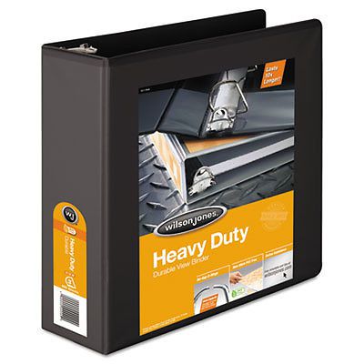 Heavy-Duty D-Ring Vinyl View Binder, 3&#034; Capacity, Black