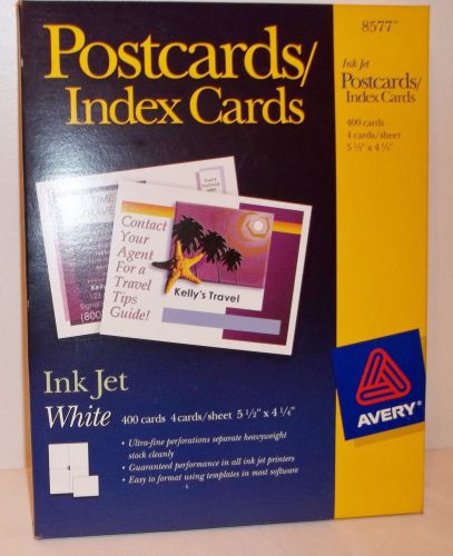 Avery Postcard Index Card Stock 400 Inkjet Cards White 8577 Sealed Package New