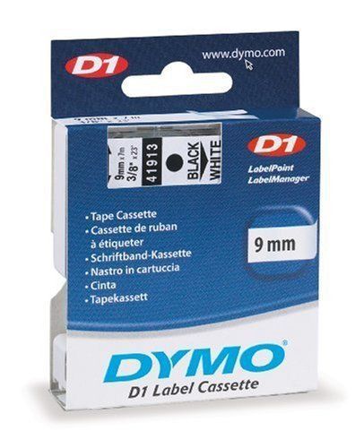 Label tape cartridge - 0.37&#034; x 23ft - 1 x roll - white, black (41913) (dym41913) for sale