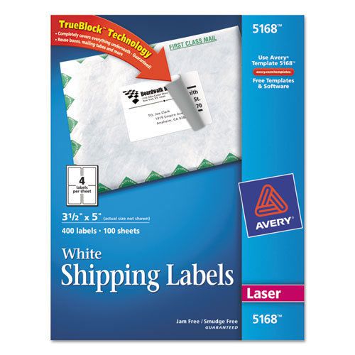 Shipping labels with trueblock technology, 3-1/2 x 5, white, 400/box for sale